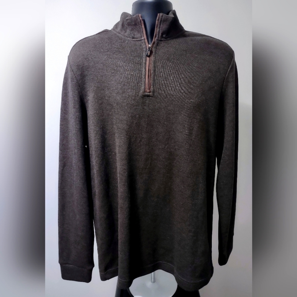 Joseph Abboud Quarter Zip Sweater, Brown, Size Medium, Great Condition